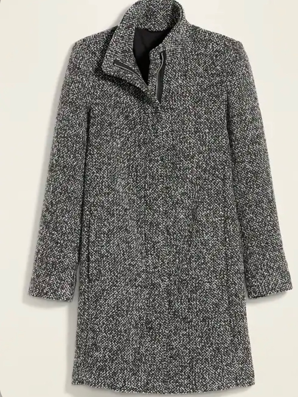 Old Navy Oversized Soft-Brushed Textured Funnel-Neck Coat Small - Black Marl